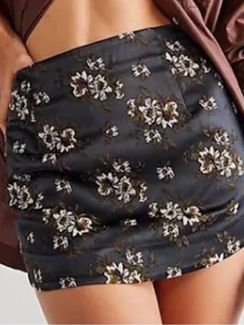 Free People Floral Jacquard Mini Skirt in Black